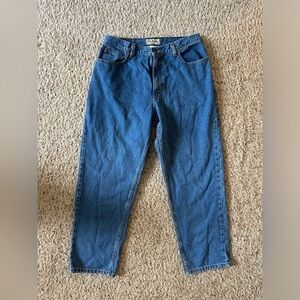 Women's 14 Petite L.L. Bean Relaxed Fit Straight Leg Pants Dark Wash Denim Jeans